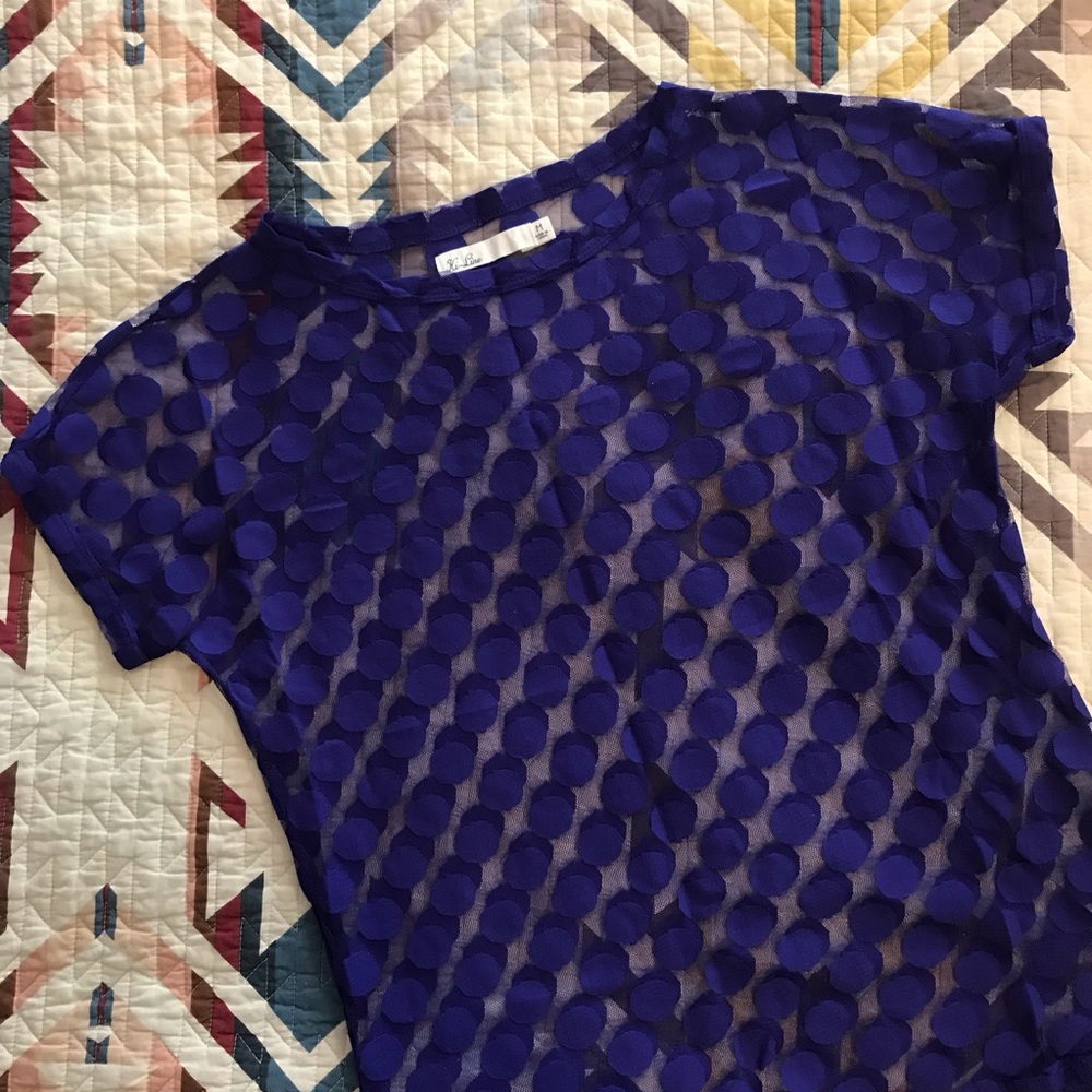 Sheer Blue Polkadot Tee